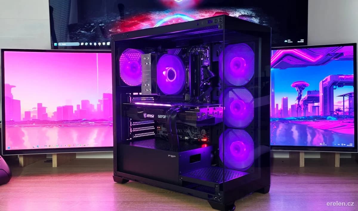 Herní RGB PC AM5 – RTX 3060 Ti / 7500F — AMD Ryzen 5 7500F · MSI GeForce RTX 3060 Ti GAMING X TRIO 8 GB · 32 GB DDR5 5600 MHz · WD Black SN850X 1 TB heatsink · Windows 11 Pro — Erelen Olomouc