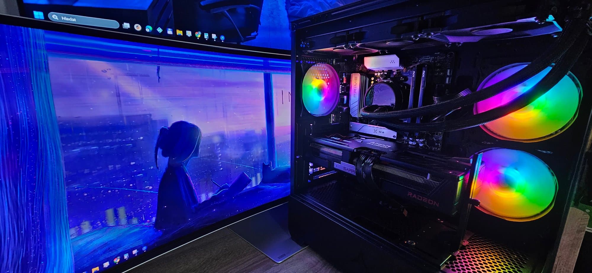 ARGB gaming PC setup with dual monitors – custom gaming computer by Erelen Olomouc