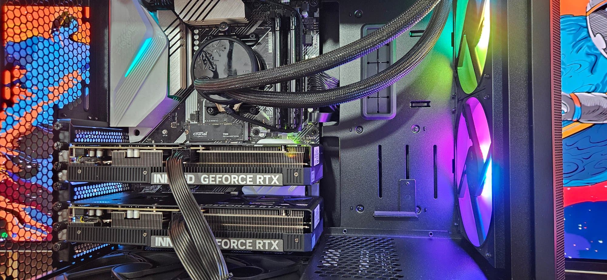 Custom gaming PC interior with ARGB components and clean cable management – Erelen Olomouc