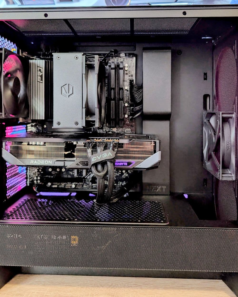Radeon graphics card inside a gaming computer